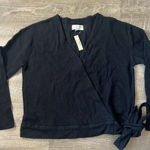 NWT Madewell Texture & Thread Women's Wrap Top in Black Size M - Picture 3 of 5